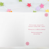 Carte Premier anniversaire Giraffe rose bulle mignonne d