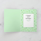 Carte Premier anniversaire mignon grenouille caricature  (Intérieur)