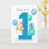 Carte Premier anniversaire pour un garçon (Fleur jaune)