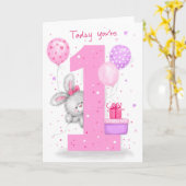 Carte Premier anniversaire pour une petite fille (Fleur jaune)