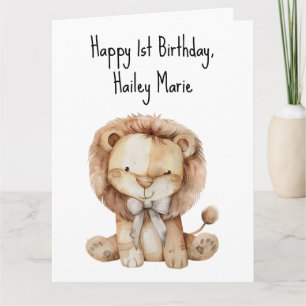 Carte Premier Anniversaire Stuffed Toy Lion Personnalisé