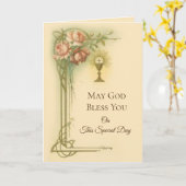 Carte Premier Chalice Communion Roses d'accueil (Fleur jaune)