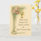Carte Premier Chalice Communion Roses d'accueil (Fleur jaune)
