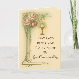 Carte Premier Chalice Communion Roses d'accueil