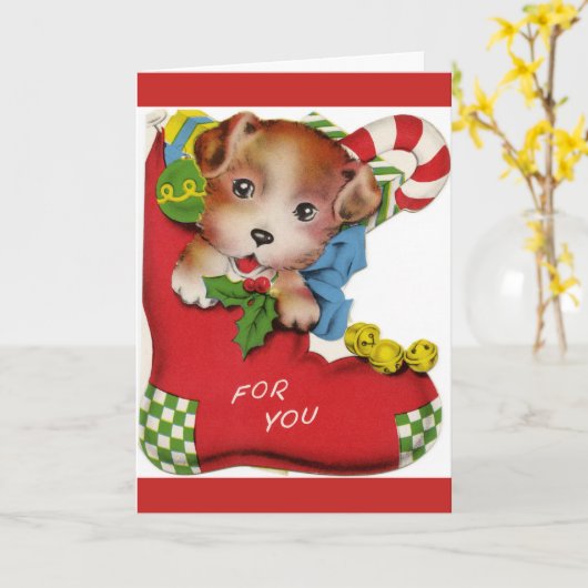 Carte Premier chiot de Noël (Fleur jaune)