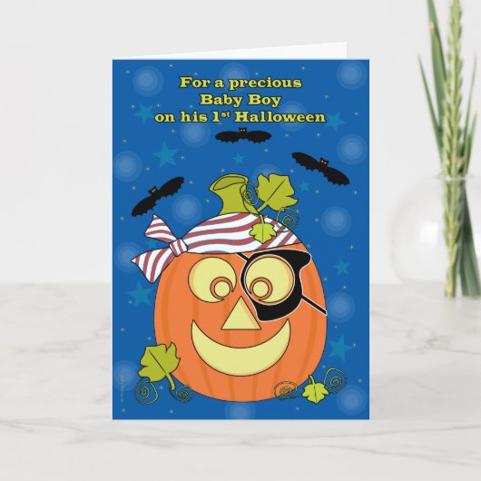 Carte Premier Citrouille d'Halloween de Baby Boy Pirate (Devant)