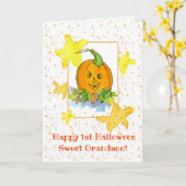 Carte Premier citrouille heureux de petit-fils de (Fleur jaune)