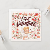 Carte Premier Cupidon de la Saint-Valentin - Je t'aime b (Devant/Arrière en situation)
