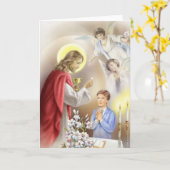 Carte Premier garçon de communion (Fleur jaune)