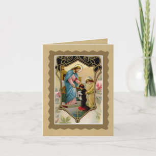 Carte Premier garçon de sainte communion avec Jésus et