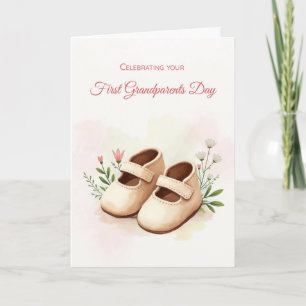Carte Premier grand-parents Jour Fille Aquarelle Chaussu