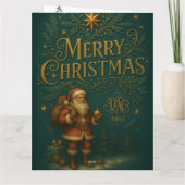 Carte Premier H doré avec Père Noël et Couronne (Dos)