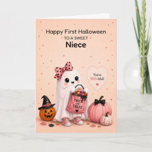 Carte Premier Halloween de la nièce Mignon fantôme