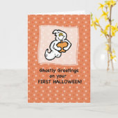 Carte Premier Halloween, Salutations Ghoost (Fleur jaune)