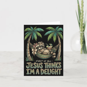 Carte Premier Jésus pense qu'un design de raton laveur e
