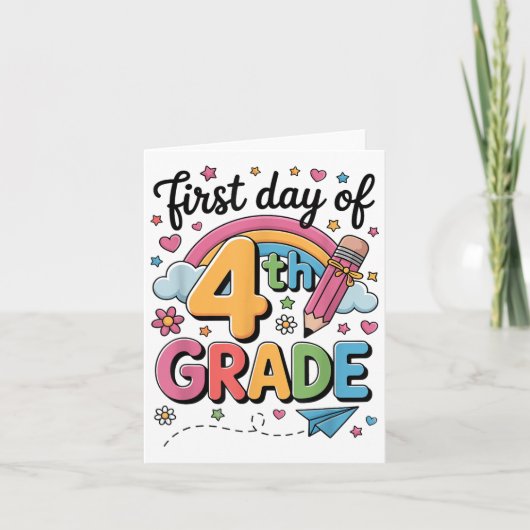 Carte Premier Jour De 4E Année Retour À L'École Enseigna (Devant)