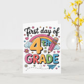 Carte Premier Jour De 4E Année Retour À L'École Enseigna (Fleur jaune)