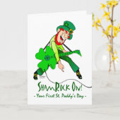 Carte Premier jour de la Saint-Patrick, Leprechaun Rock  (Fleur jaune)