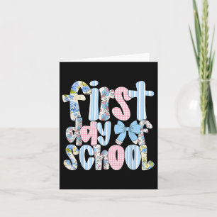 Carte Premier Jour De L'École Coquette Bow Pencil Drôle 