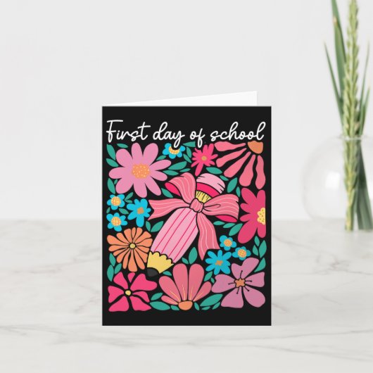 Carte Premier Jour De L'École Fleur Boho Enseignant Enfa (Devant)