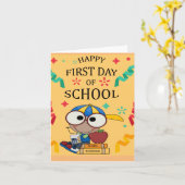 Carte Premier jour de l'école première année (Fleur jaune)