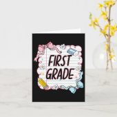 Carte Premier Jour D'école Fillette Coquette4 (Fleur jaune)