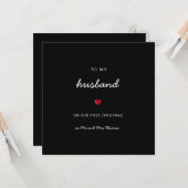 Carte Premier mari de Noël coeur romantique m & mrs (Devant/Arrière en situation)