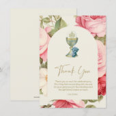 Carte Premier Merci de communion Roses roses roses (Devant / Derrière)