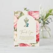 Carte Premier Merci de communion Roses roses roses (Debout devant)