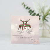Carte Premier Noël, Cerfs Mignons Plaid Buffle (Debout devant)