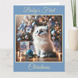 Carte Premier Noël de Baby Kitten (bleu)