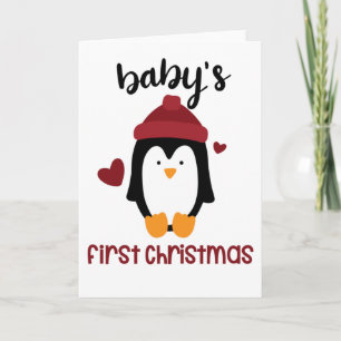 Carte Premier Noël de bébé Joyeux Noël Pingouin