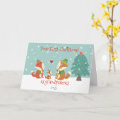 Carte Premier Noël en grand-parents mignons petits renar (Fleur jaune)