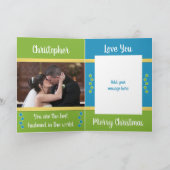 Carte Premier Noël en tant que M. et Mme bleu et vert ph (Intérieur)