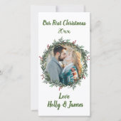 Carte Premier Noël, Photo Couple, Noms (Devant)