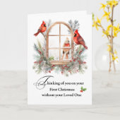 Carte Premier Noël sans votre amour Un cardinal (Fleur jaune)