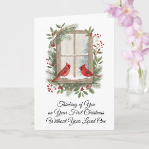 Carte Premier Noël seul Scène hivernale avec un cardinal