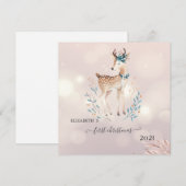 Carte Premier Noël, Vacances Cerf Mignon (Devant / Derrière)