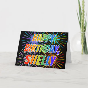 Carte Premier nom : "SHELLY" Fun "HAPPY BIRTHDAY"