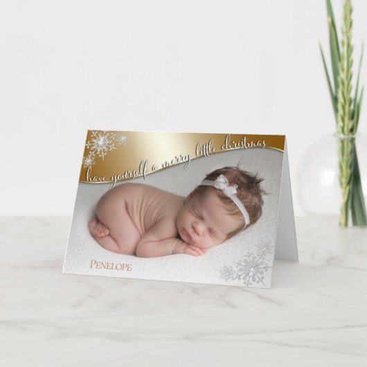 Carte Premier or de Noël pour bébé - PHOTO DE VOTRE BÉBÉ (Devant)