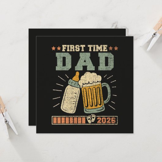 Carte Premier papa 2026 futur bébé drôle (Devant/Arrière en situation)
