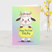 Carte Premier Pâques Bébé Garçon (Fleur jaune)