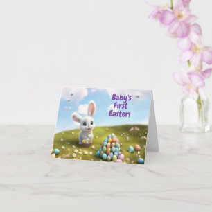 Carte Premier Pâques pour bébé Lapin de Pâques mignon 