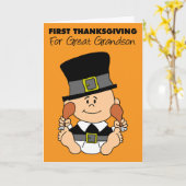 Carte Premier Thanksgiving de Great Grandson mignon Litt (Fleur jaune)