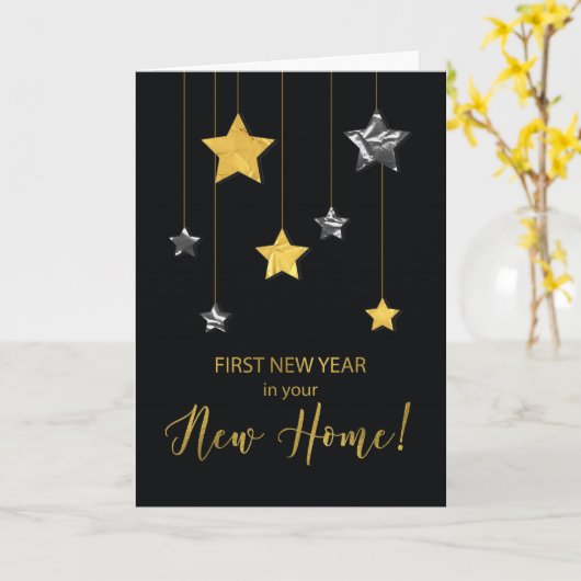 Carte Première année à New Home Gold et Silver Look (Fleur jaune)