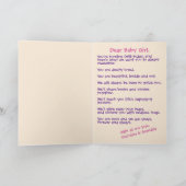 Carte Première bougie de la petite-fille Ourson rose (Intérieur)