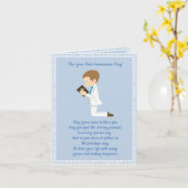 Carte Première communion Brunette Boy (Fleur jaune)