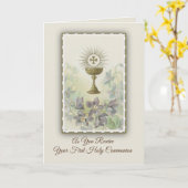 Carte Première communion catholique (Fleur jaune)