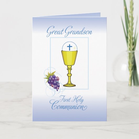 Carte Première communion de Grand-Fils, Chalice avec hôt (Devant)