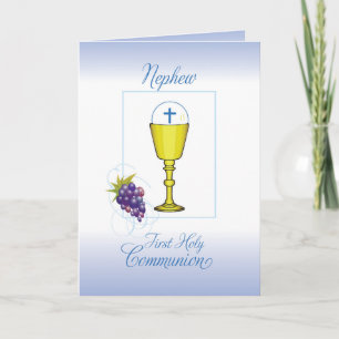 Carte Première communion de votre neveu, calice avec hos